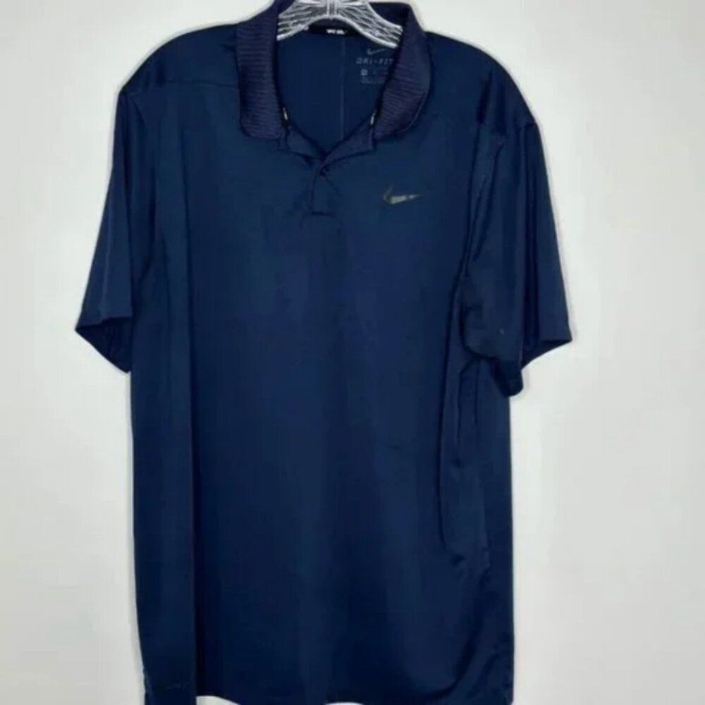 Nike Dri-Fit Golf Performance Collared Short Sleeve Polo in Navy Blue Size XL
